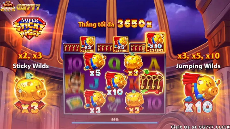 Super Sticky Piggy Slots Game Symbols